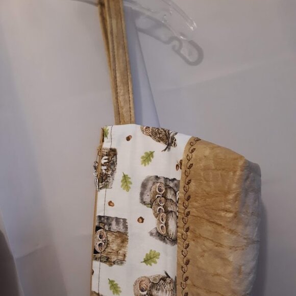New Owls & Vinyl Clutch travel Hanging Clutch make-up bag Brown 9" Wristlet - Picture 7 of 7